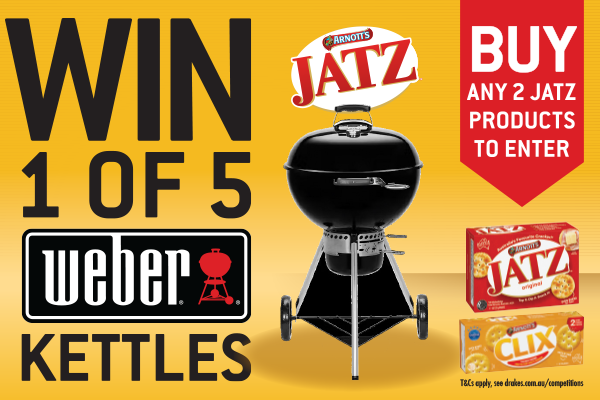 Win a Weber BBQ with Arnotts Jatz and Clix at Drakes!